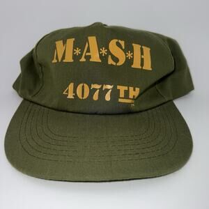 Vintage MASH 4077th Snapback Hat Cap Green Army 20th Century Fox TV Military 80s